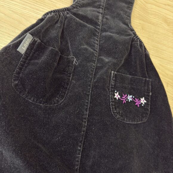 Vintage Lee Cordroy Dress Girls 18M Black Embroidered Y2k Fall Cottagecore Fairy - Picture 5 of 9